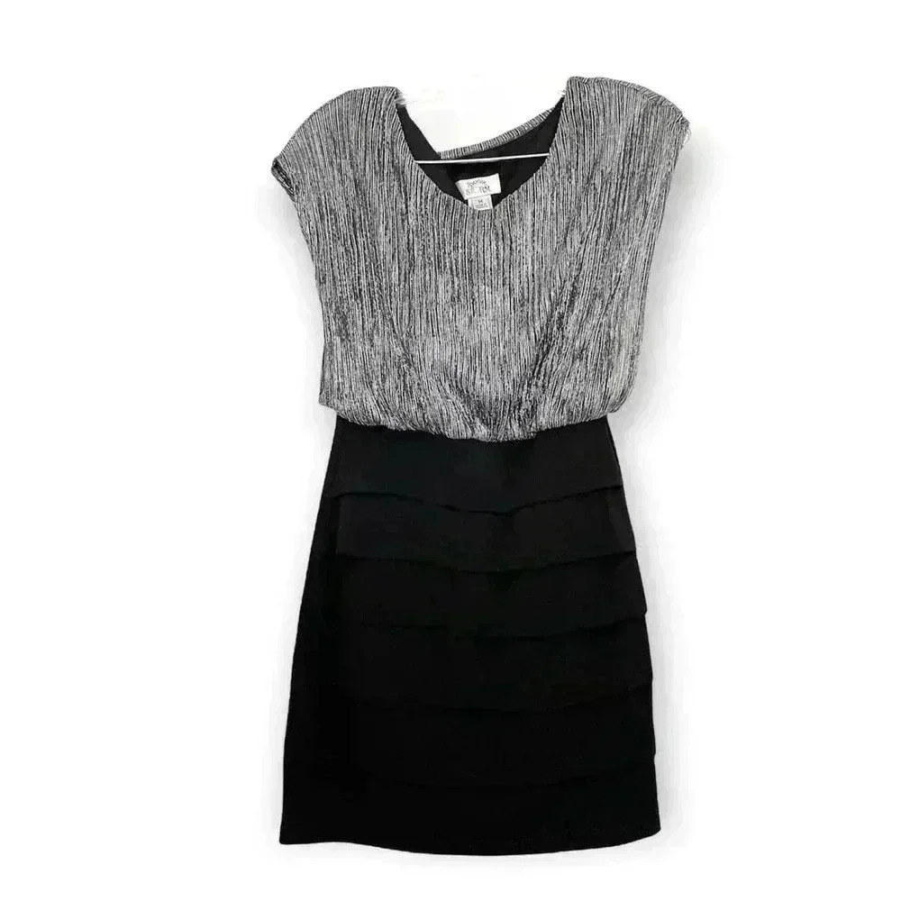 Sweet Storm Women's Metallic Black Cocktail Dress Sz Medium Flowy Top